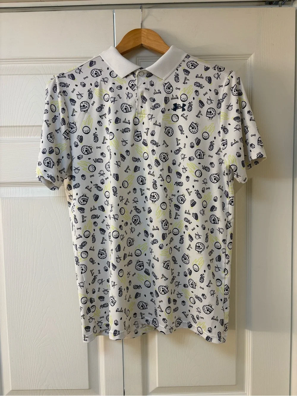 Under Armour White Printed Polo Shirt with Subtle Yellow Accents